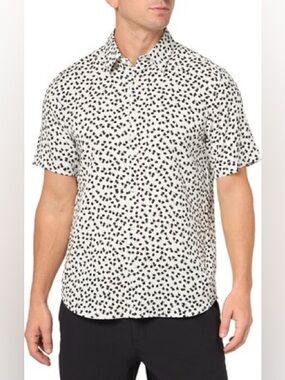 Old Navy Polka Dot Short Sleeve Button Up Shirt Mens Casual Pattern - deadstock